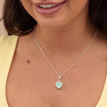 Sterling Silver Geometric Turquoise Heart Charm, 3 of 6