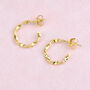 Gold Twisted Hoop Stud Earrings, thumbnail 2 of 7