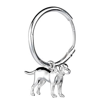 Sterling Silver Labrador Hoop Or Hook 3D Earrings, 3 of 5