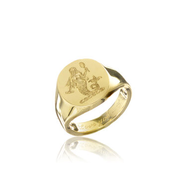 Sydney Engraved Solid Gold Oval Signet Ring, 2 of 3