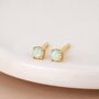 Solid 9ct Gold October Ethiopian Opal Birthstone Stud Earrings – 4mm, thumbnail 1 of 4