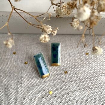 Handmade Crackle Ceramic Bar Stud Earrings, 2 of 10