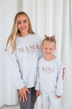 Child's Mini Est Personalised Embroidered Sweatshirt Jumper With Optional Matching Mama, 9 of 12