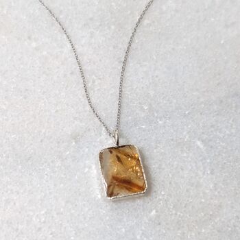 The Rectangle Citrine Necklace, Silver, 3 of 10
