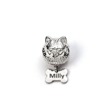 Personalised Silver Pomeranian Head Bead Charm, 3 of 6