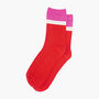 Glitter Mid Calf Ribbed Cotton Boot Socks Contrast Cuff Red Pink, thumbnail 3 of 4
