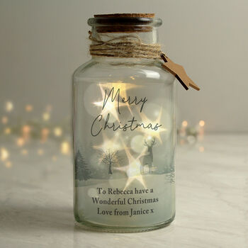 Personalised Merry Christmas LED Glass Jar Light, 5 of 6