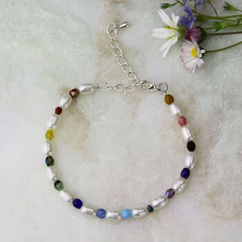 Personalised Freshwater Pearl Rainbow Bead Bracelet, 3 of 8