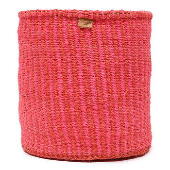 Kiwanda: Red And Pink Pinstripe Woven Storage Basket, 5 of 9