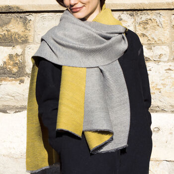 Personalised Reversible Pleated Cashmere Scarf Shawl, 2 of 12