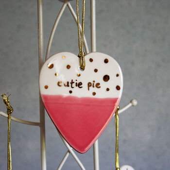 Ceramic Hanging Heart Decoration Cutie Pie, 2 of 2