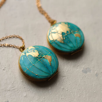World Map Personalised Atlas Planet Earth Locket, 2 of 12