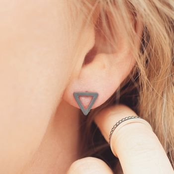 Triangle Earrings Geometric Studs, 2 of 8
