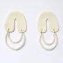 White Porcelain Chubby Arch Earrings With Glass Beads, thumbnail 2 of 3