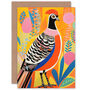 Pleasant Bright Bold Pheasant Wife Birthday Card By Wee Blue Coo