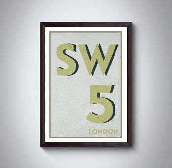 Sw5 Kensington, London Postcode Typography Print, 6 of 8
