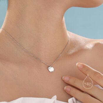 Fluffy Sheep Pendant Necklace In Sterling Silver, 2 of 12
