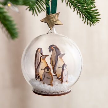 Personalised 3D Wooden Penguin Family Bauble, 2 of 5