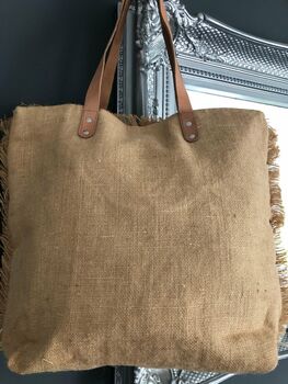 Moroccan Jute And Cotton Bag With Leather Handles, 3 of 5