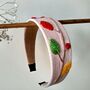 Linen Headband With Hand Embroidered Flower, thumbnail 4 of 12