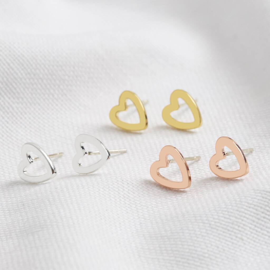 heart outline stud earrings by lisa angel