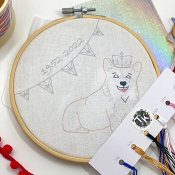 Coronation Corgi Bunting Embroidery Kit, 6 of 7