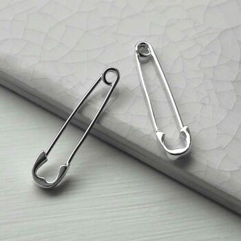 Sterling Silver Safetypin Earrings, 2 of 5