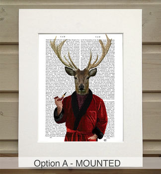 Deer In Smoking Jacket Book Print, Framed Or Unframed, 2 of 8