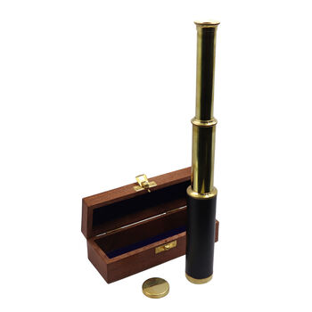 12 Inch Brass Telescope With Wooden Box, 3 of 5