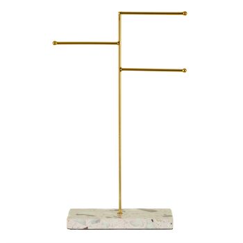 Terrazzo And Gold Tone Triple Jewellery Stand, 4 of 5