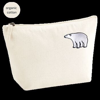 Embroidered Polar Bear Organic Cotton Accessory Bag, 2 of 2