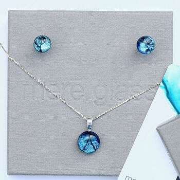 Multicoloured Turquoise To Sapphire Blue Glass Pendant, 9 of 12