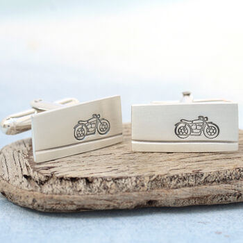 Silver Motorbike Cufflinks. Gift For Biker, 4 of 9