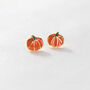 Gold Plated Halloween Pumpkin Earrings, thumbnail 1 of 8