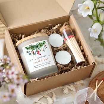 Merry Christmas To A Wonderful Auntie And Uncle Personalised Candle Gift, 3 of 8