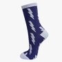 Women's Bamboo Socks Blue Lightning Leopard Print, thumbnail 1 of 2