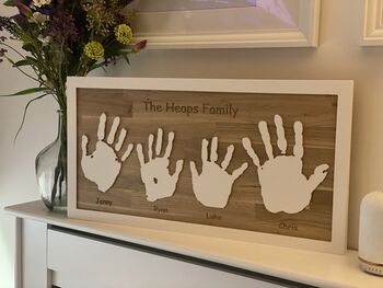 Personalised Family Handprints Solid Oak Wall Hanging, 11 of 12