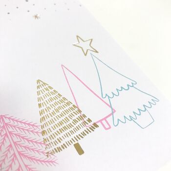Personalised First Christmas Foiled Card Pink, 3 of 3