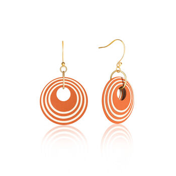 Orange And Cream Geometric Circular Earrings • Gold Plated Sterling Silver Hooks, 6 of 12