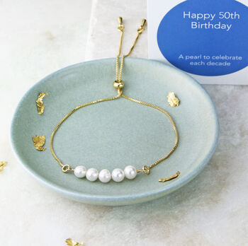 50th Birthday Pearl Sliding Bracelet, 3 of 8