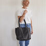 Buttery Soft Black Leather Tote Bag With Optional Personalisation, thumbnail 1 of 6