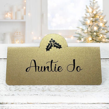 Gold Personalised Christmas Place Cards, 2 of 5