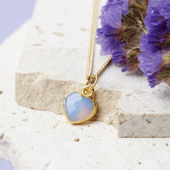 Gold Plated Heart Opal Gemstone Necklace, 2 of 7