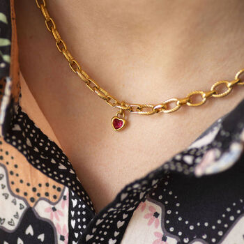 Chunky Birthstone Heart Charm Necklace, 5 of 9