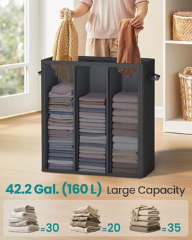 Three Compartment Laundry Basket With Lid, 3 of 6