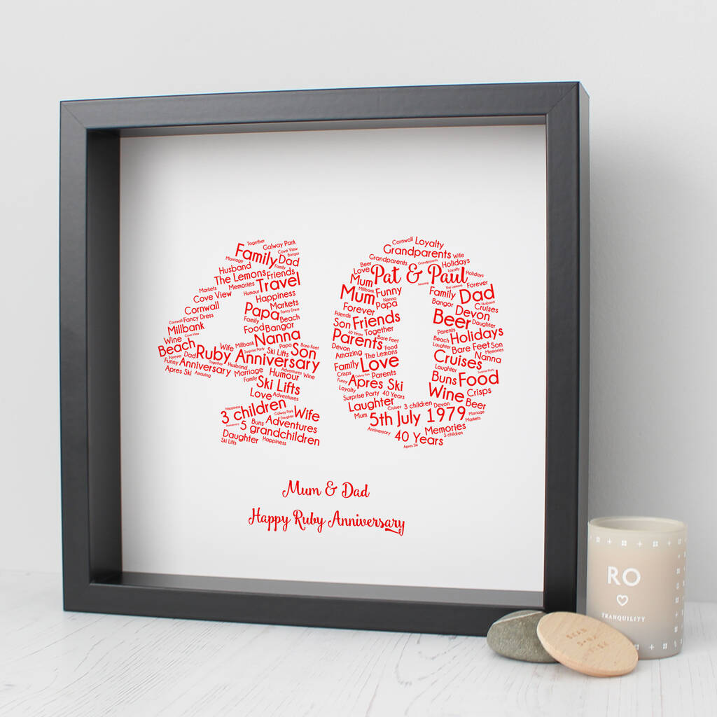 Personalised 40th Wedding Anniversary Gift For Husband By Hope and Love