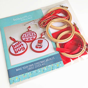 Stitch A Trio Of Christmas Baubles Kit, 3 of 3