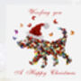 Butterfly Dog Christmas Card With Santa's Hat, thumbnail 1 of 11