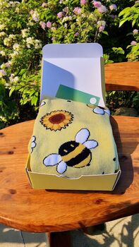 Bumble Bee And Sunflower Socks – Fun Gift Boxed One Size, 8 of 9