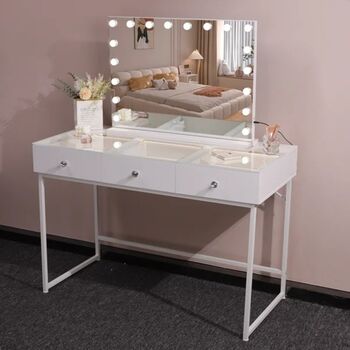 Deste Dressing Table With Mirror LED Lights, 3 of 3